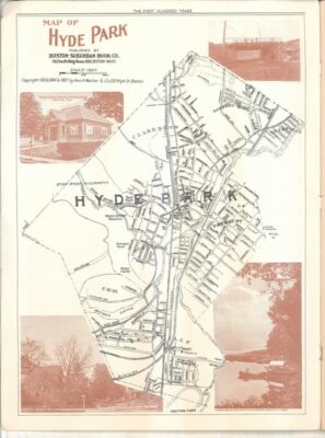 This is a map that shows the town of Hyde Park. The cemetery is is on the mid-to-lower left of the map. 