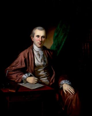 a painting of Dr. Benjamin Rush by Charles Peale, a famous portraitist