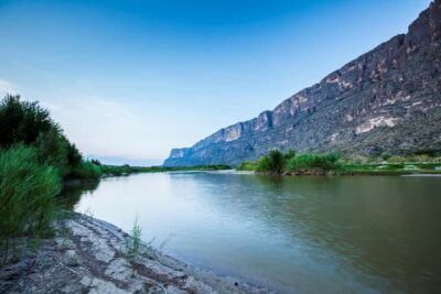 A landscape view of the Rio Grande that runs by what is now Big Bend National Park..