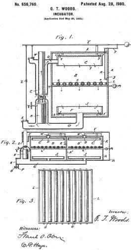 A sketch of an incubator submitted to the patent office by Woods