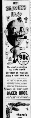 Mr Potato Head ad that appeared in a local newspaper, the Gloucester Times.