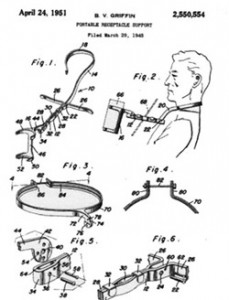 The drawing from the patent that Bessie Blount submitted for her feeding device.