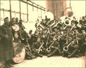 The Harlem Hellfighters jazz band, led by James Reese Europe, was in high demand by Allied officers.