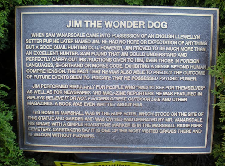 A bronze plaque explaining Jim's story.