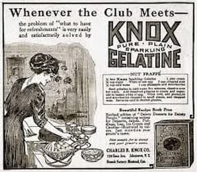 The black-and-white ad features an elegantly dressed woman setting up her table for company. The title is "Whenever the Club Meets."