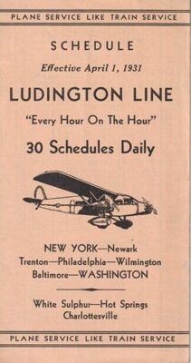 This is a brochure advertising passenger air service on the Ludington Line. 