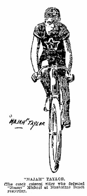 a sketch of Major Taylor from newspaper coverage.