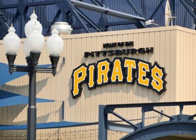 A sign for the Pittsburgh Pirate Stadium