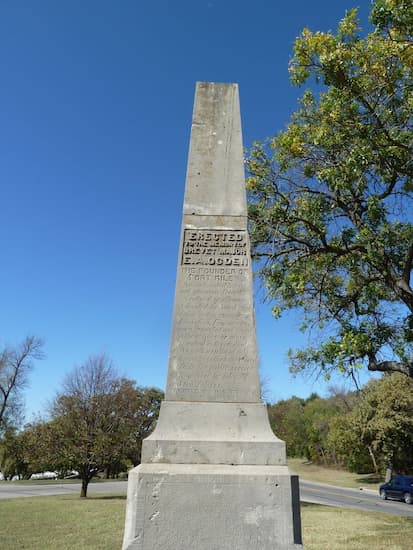 Monument at Fort Riley in recognition of her grandson, Edmund Augustus Ogden, a West Point graduate, who oversaw the planning of Fort Riley