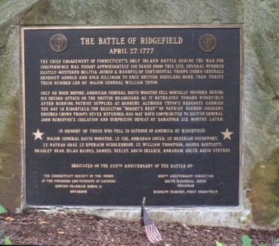 A monument in Ridgefield, Connecticut, recognizing the battle.