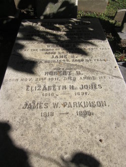 A gravestone marker designating where James Parkinson is buried.