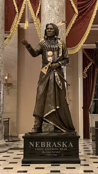 This is the bronze statue of Standing Bear that now stands in Statuary Hall, representing one of two luminaries from Nebraska.
