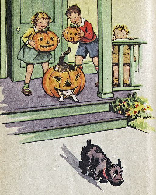 illustration from Halloween story of Dick and Jane