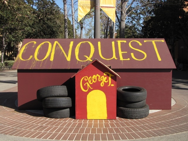 Tirebiter's doghouse before UCLA game--well-protected!