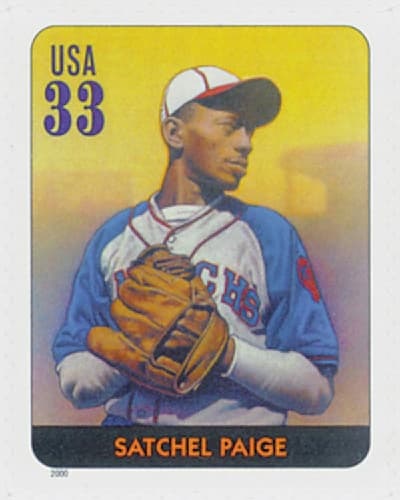 Satchel Paige was featured on a U.S. postal stamp as part of the Legends of Baseball series.