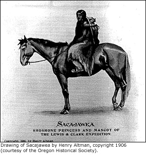 illustration of Sacagawea on horseback