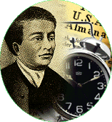 A sepia-toned portrait of a man, partially overlaid with an old-fashioned clock and a page labeled U.S. Almanac in the background, evokes the legacy of Banneker and his timeless contributions to science and history.