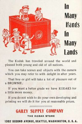 a Brownie ccamera advertisement featuring six brownies exploing the camera.