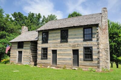 This is  a color photograph of a home on which Thomas Lincoln had done much of the carpentry. It was well restored.  istockphoto