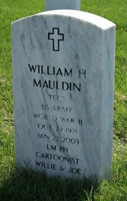 Headstone at Arlington marking William H. Mauldin's grave