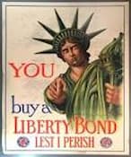 This is a color photo of a poster created by the U.S. government to sell bonds to raise money for the war. 