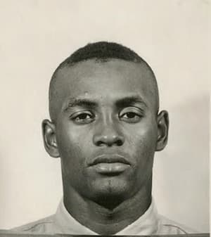 A black-and-white photo taken of Clemente when he entered the Marines.
