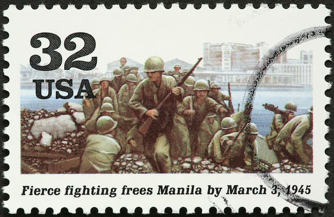 A U.S. stamp depicting the arrival of the US military in Manila. istockphoto.com